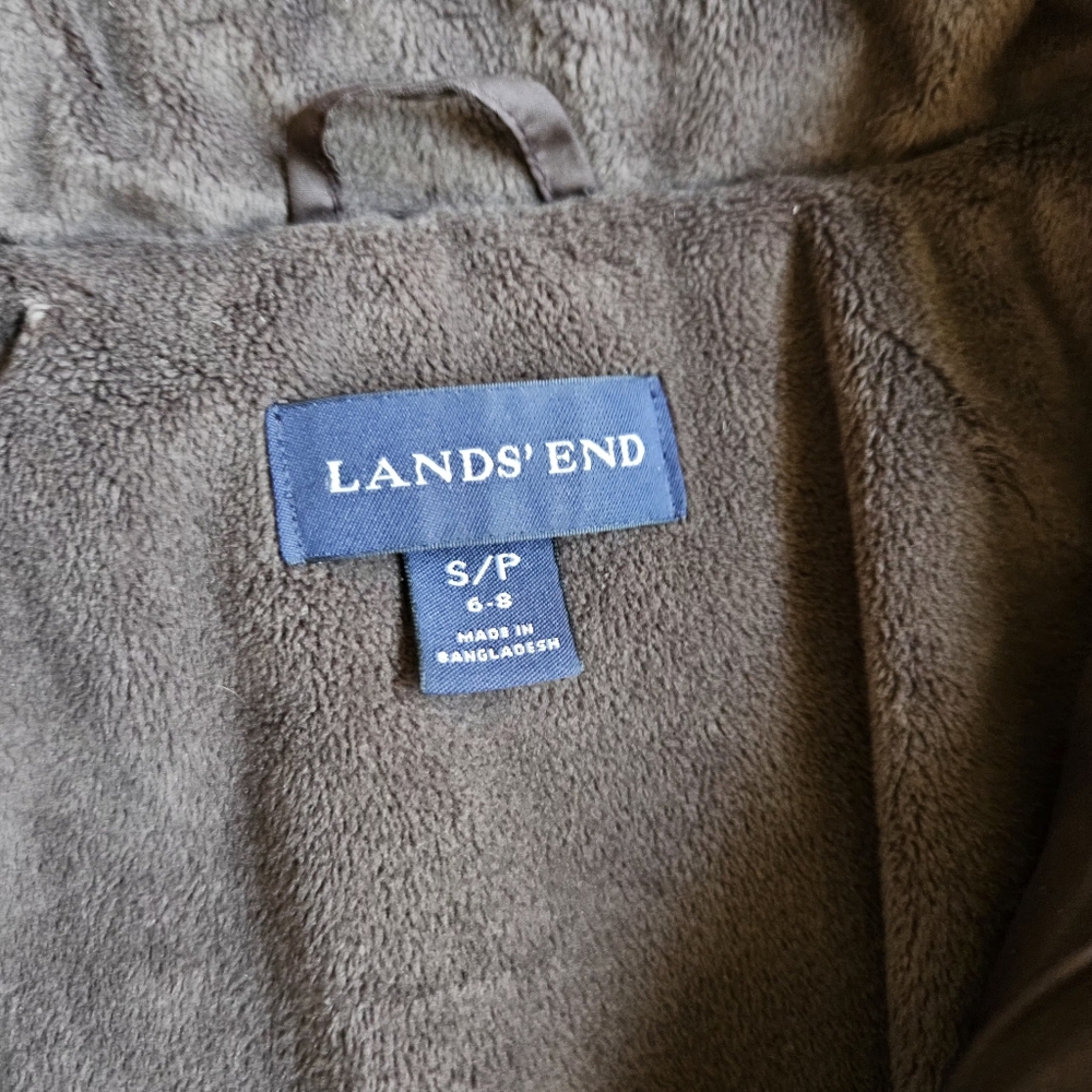Lands' End | Size SP | Dark Brown Quilted Hooded Long Puffer Coat - Picture 10 of 13
